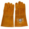 Long Cow Split Leather Welding Hand Protective Gloves From Gaozhou Factory, China